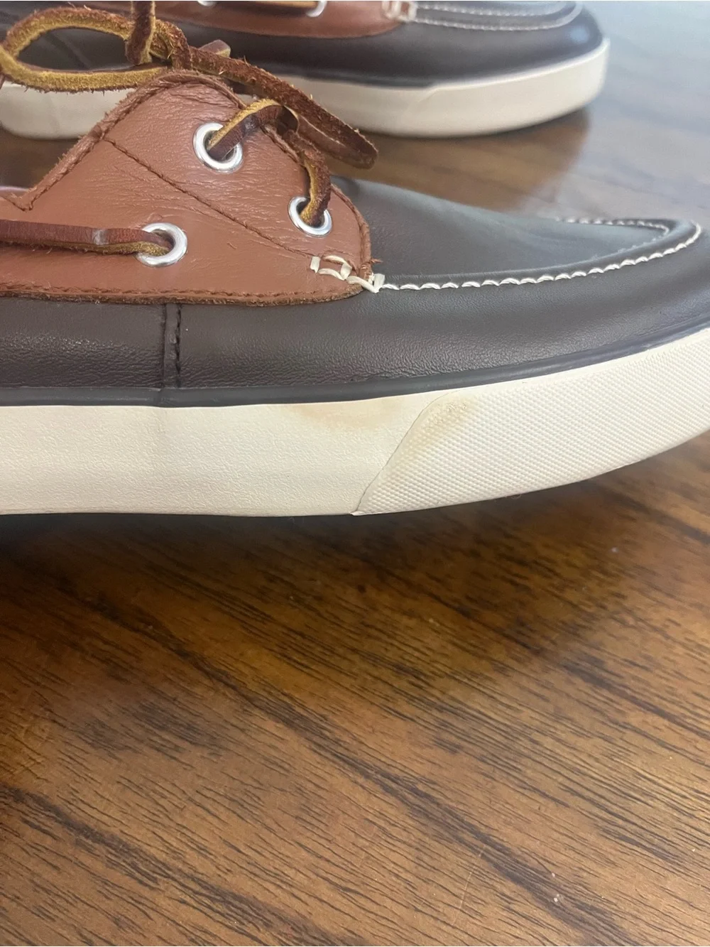 Polo Ralph Lauren Sander Two-Tone Leather Boat Shoes Brown Mens 9D